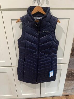 NEW Women's Columbia Navy Blue EXS Long Vest Blue Size Small MSRP $140.00